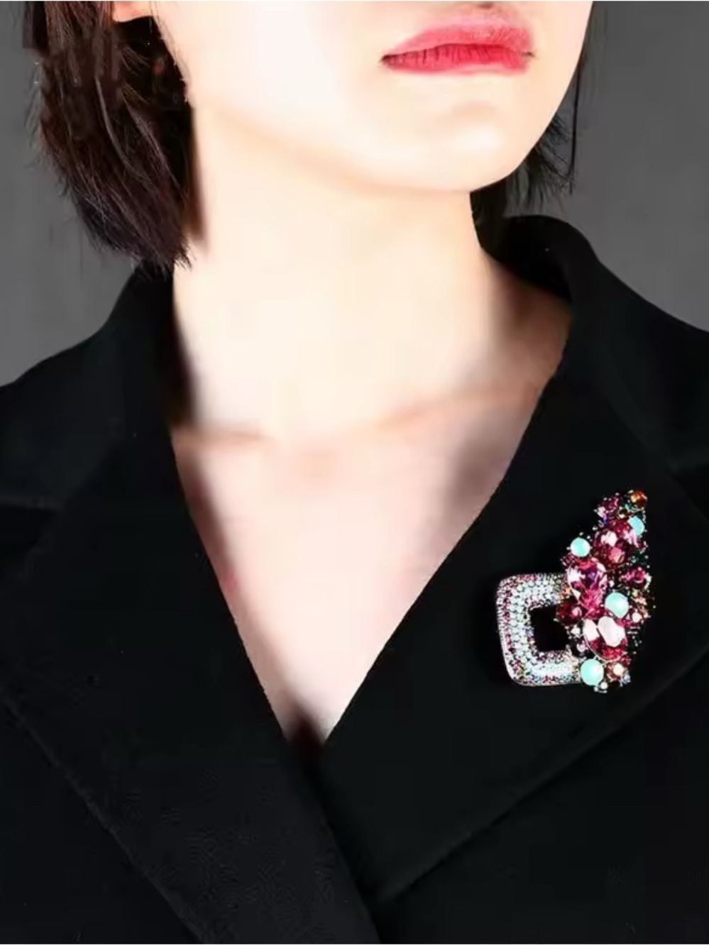 Multicolor Crystal Statement Brooch - Picture 6 of 6
